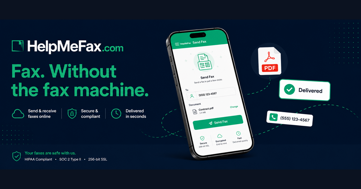 HelpMeFax — Fax. Without the fax machine. Send and receive US faxes online from any device.